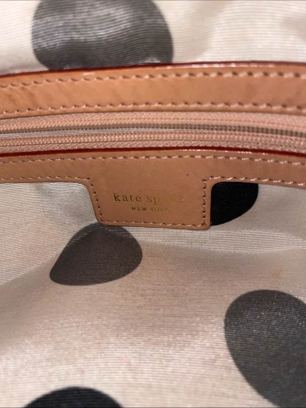 kate spade Black Patent Leather Tote with Brown Handles